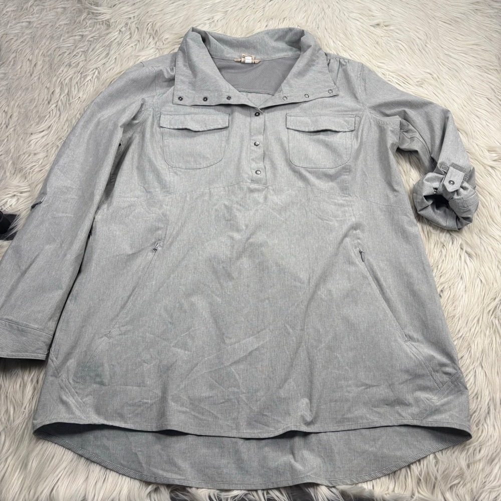 Duluth Women's L Gray Sol Survivor Sun Protection Tunic Shirt Jacket Gardening